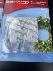 3M Command Clear Medium Hooks Holds 2 lbs 4 Packs 2 Hook & 4 Strips In Each Pack