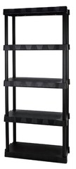 Hyper Tough 5-Tier Black Plastic Shelf Unit, 68.8 H x 30 W x 13.88 D, 350 lb Cap