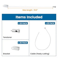 20Pack 19.6” Drop Ceiling Hooks with Hanging Wire Set Hold Installation Kit