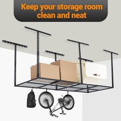 600LB Capacity Ceiling Storage Rack, 96x36in Steel, Adjustable Garage Organizer