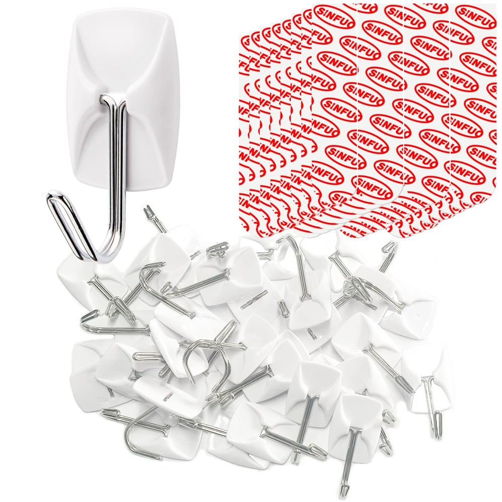 32 PCS Small Wire Adhesive Wall Hook 36 Strips Damage Free Key Coat