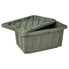 Homz 15 Gallon Durabilt Home Storage Container with Snap Lid, Green (2 Pack)