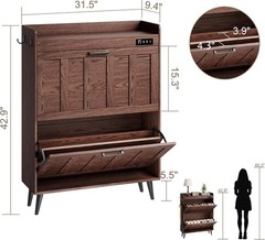 Shoe Storage Cabinet with Flip Drawers Deodorizer Space Saver Entryway Organize