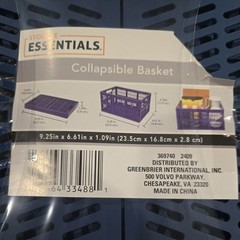 Storage Essentials Collapsible Basket Size 9.25 x 6.61 x 4.72 Inch, Blue(setof2)