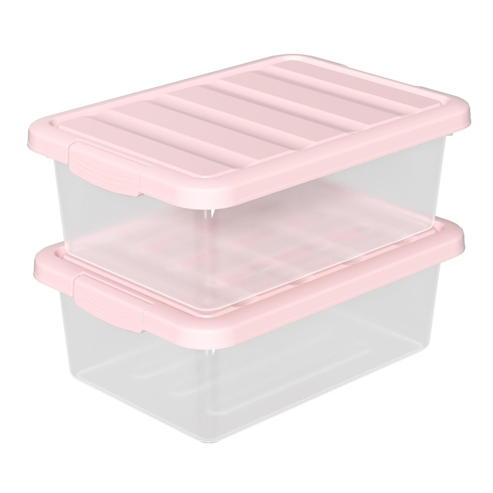 2 PCS 14 Quart Latching Storage Bin Lid Plastic Clear Storage Box Container
