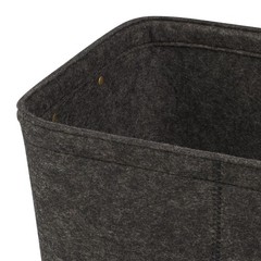 3 pack Medium Gray Felt Decorative Storage Basket with Faux Leather Handles, …