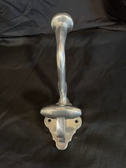 Vintage Large Double Coat Hook Aluminum 9-1/2” Sturdy Silver Metal Wall Hook