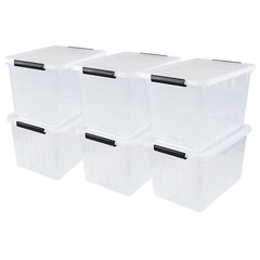 Idotry 50 Qt Stackable Latching Box w/ Lid & Wheels Plastic Containers, 6-Packs