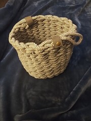 Project 62 Accent Gray Coiled Rope Fishtail Weave Basket W/Faux Leather Snap