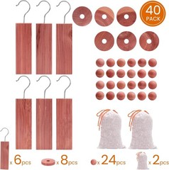 Fresh Cedar Blocks & Sachets Pack for Ultimate Closet Organization – 40 Count