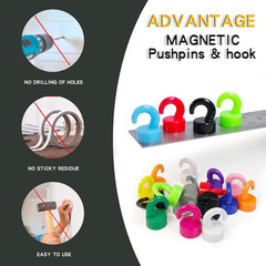 12 Pcs Mini Magnetic Hooks Black Small Magnet Cute Hook 8Lbs