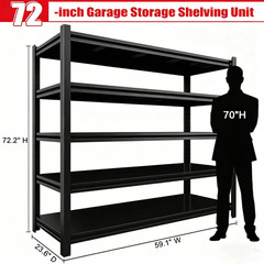 84” Garage Shelving 5 Tier Metal Shelf 3000LBS Metal Heavy Duty Garage Shelving