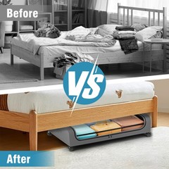 4 X Under Bed Containers Closet Box w/ Zipper Rolling Organizer Bedding Storage