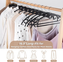 Plastic Hangers – Black Clothes Hanger No Shoulder Bumps & 360°Swivel Hook, Thin