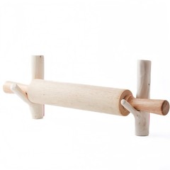 Wooden Rolling Pin Holder for Wall – 2 Pack Cherry Wood Wall Mounted Rustic D…