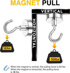 Magnetic Hooks 50lbs Heavy Duty N52 Rare Earth Magnets with Hook 2026 Cr