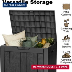 30 Gallon Outdoor Deck Box, Lockable Waterproof Outdoor Storage Boxes For Garden