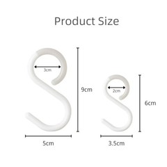 6-Pack Secure & Quiet Plastic S Hooks, Flexible Large (3.5inch) White – 6 Count