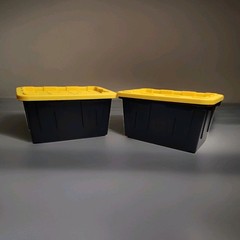 LOWE’S MINI Tote Set of 2 W/Lids Desktop Organizer- Black / Yellow Viral NEW