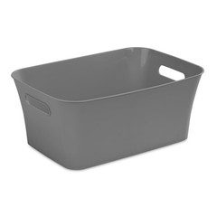 Medium Gray Plastic Storage Bin 6 Pack 13.8 by 9.5 by 5.8 Inch Container