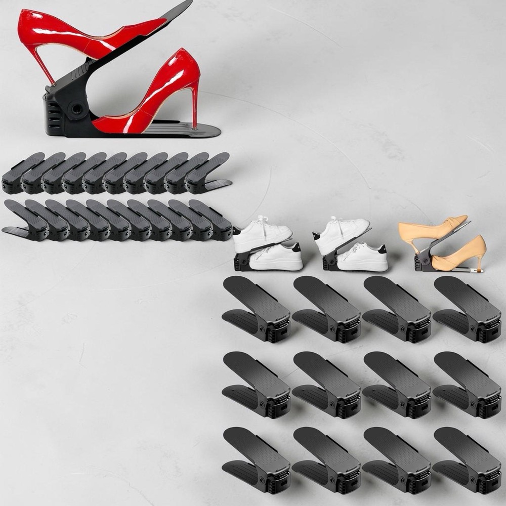 One-Piece Shoe Slot Organizer 15 Pack, Space-Saving Stackers for Closet,Entryway