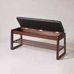 Shoe Storage Bench 39.37″ with Vegan Leather Seat, Lift Top & Shelves, Entryway