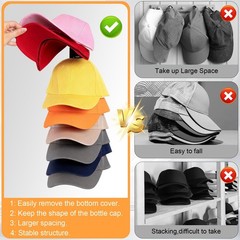 2PCS Hat Organizer For Baseball Caps Wall Rack Holds 16 Hat Adhesive Screw Mount