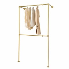 Industrial Pipe Clothes Rack Iron Garment Bar Closet Storage Gold Wall Mounted