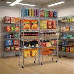 6 Tier Wire Shelving Unit 65″ x 21″ x 12″ Storage Shelf Standing w/ Wheels Hook