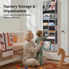 6in1 Over Door Hanging Organizer Versatile Storage 12 Mesh Pockets Deep Gray