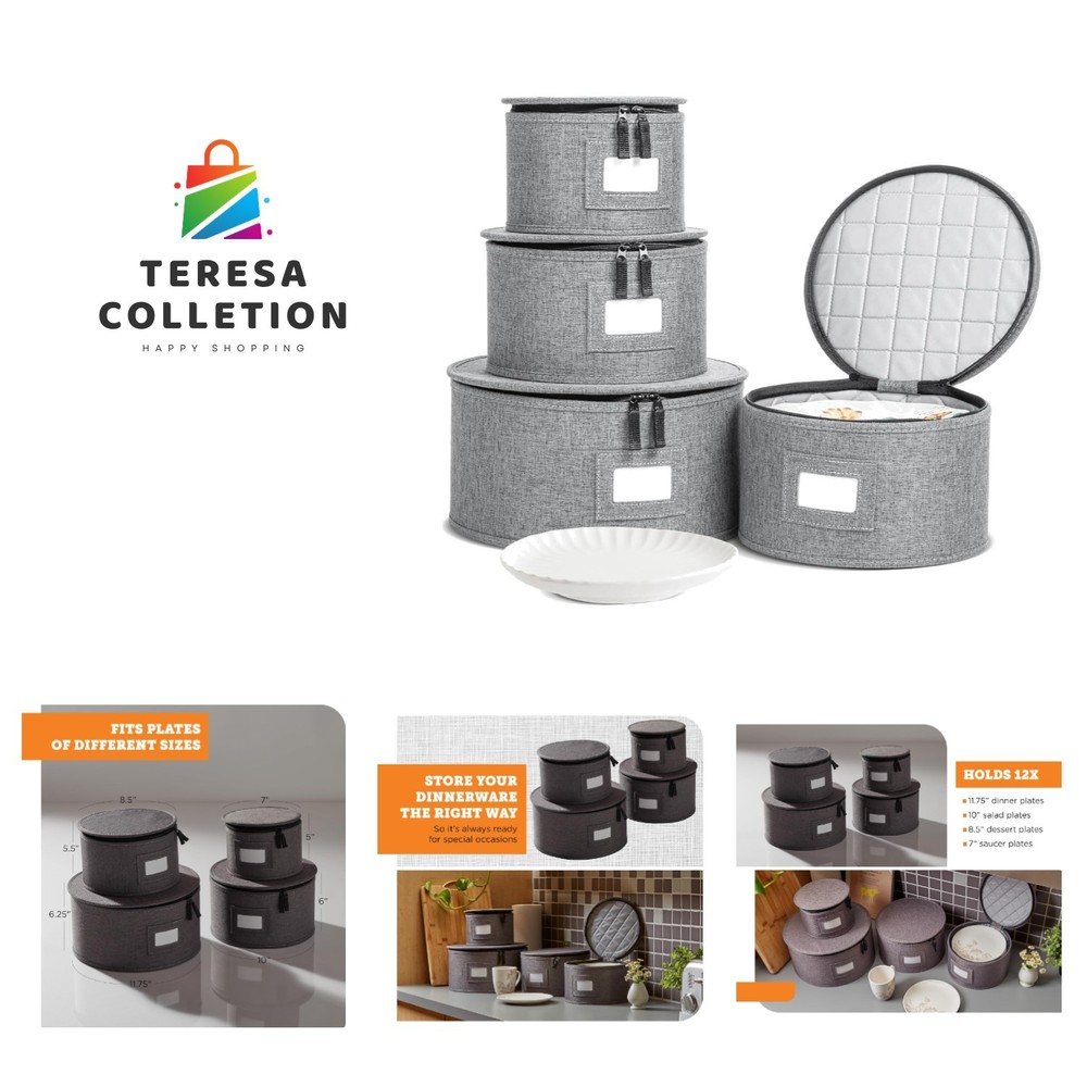 Luxury Gray China Storage Boxes with Dividers – Ideal for Dinnerware Protection