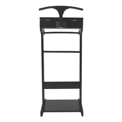 Suit Valet Stand Clothes Storage Shoe Organizer Coat Hanger Shoe Rack Black