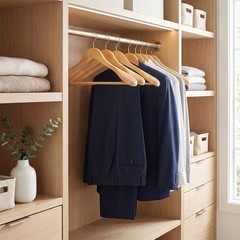 24 Pack Premium Wide Shoulder Wooden Suit Hangers with Anti-Slip Bar for Coats