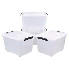 Lasbily 4 Packs 30 Quart Stackable Plastic Storage Bins with Lids and Wheels