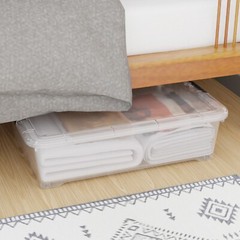 Idotry 50 Quart Under Bed Storage Box, Stackable Bin with Lid & Wheels, 3-Packs