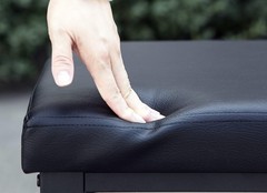 Cushioned Storage Bench for Shoes with Metal Frame and Faux Leather Top