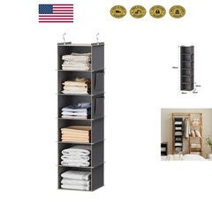 Contemporary Grey Hanging Closet Organizer with 6 Shelves & Portable Design