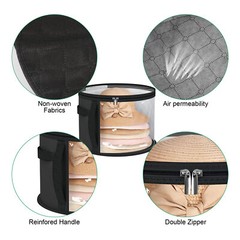 2pcs Hat Storage Box, Foldable Round Cowboy Hats Organizer Carrier Case Holder