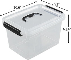 6 Quart Stackable Plastic Storage Bins with Lids – 4 Pack, Clear & Durable
