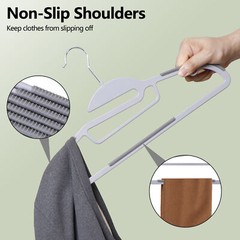 50 Pack Slim Thin Coat Shirt Plastic Hanger with Rubber Grip Swivel Hook Grey