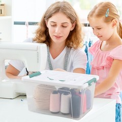 Mayish 14 Quarts Plastic Latching Box with Lid and Handle, 6 Packs