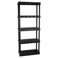 Hyper Tough 5-Tier Black Plastic Shelf Unit, 68.8 H x 30 W x 13.88 D
