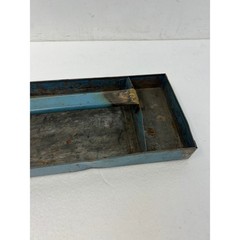 Vintage Blue Metal Tool Tray w Handle Caddy Planter Rustic Shabby Industrial Old