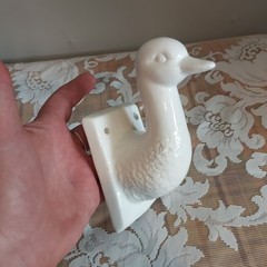 Vintage Himark Giftware White Ceramic Duck Head Wall Hook Farmhouse Decor 6in