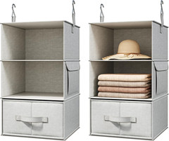 6-Shelf Hanging Closet Organizer with 3 Drawers, 2 Separable 3-Shelf Closet Orga