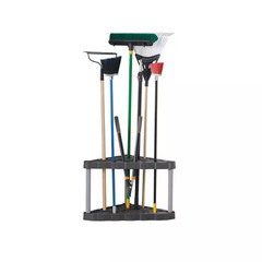 Black 2-Tier Corner Plastic Shelving Unit (32 In. W X 20 In. H X 19 In. D)