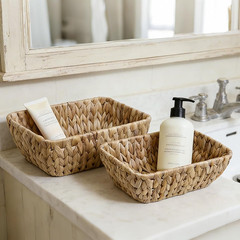 Set of 2 Natural Wicker Storage Baskets for Organizing and Gifts
