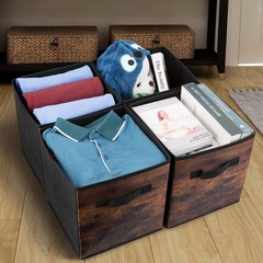 11″ Fabric Storage Cubes 6-Pack, Foldable Bins with Handles, Closet Organizer, B