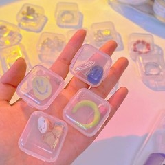 40pcs Mini Small Clear Plastic Storage Box Hook Jewelry Earplugs Container Case
