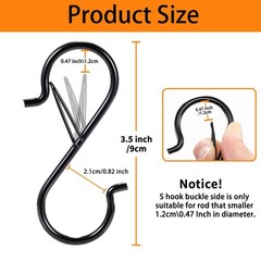 iCafePub 12 PCS S Hooks for Hanging with Safety 3.5 Inch 12 Pcs, Black